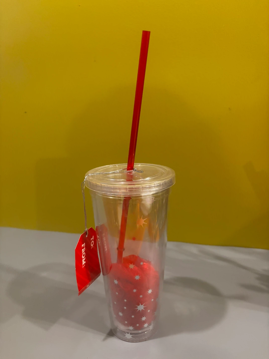 Clear Tumbler with Red Star Design and Straw - photo 5