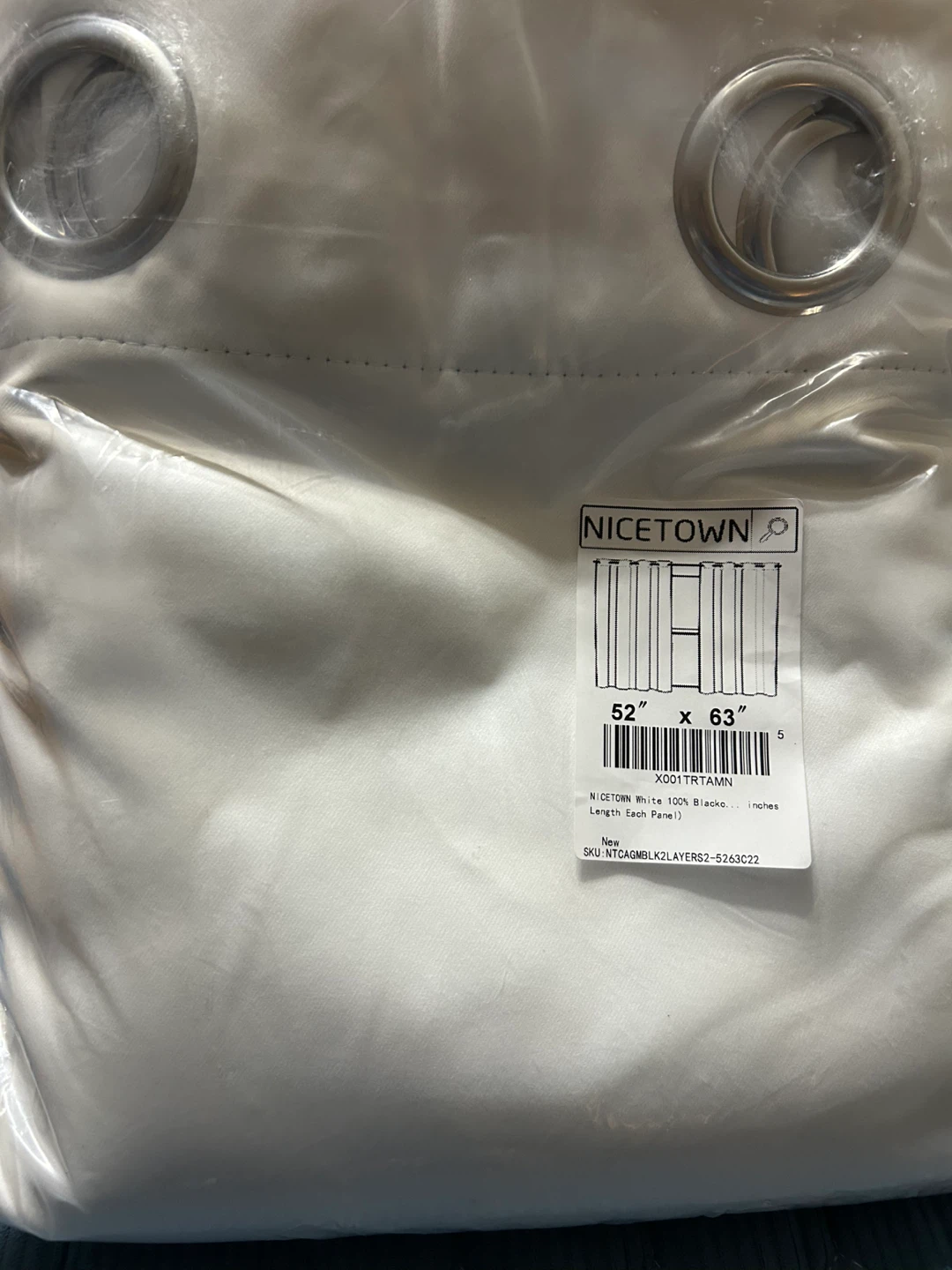 New -NICETOWN White 100% Blackout Curtains - 52" x 63"