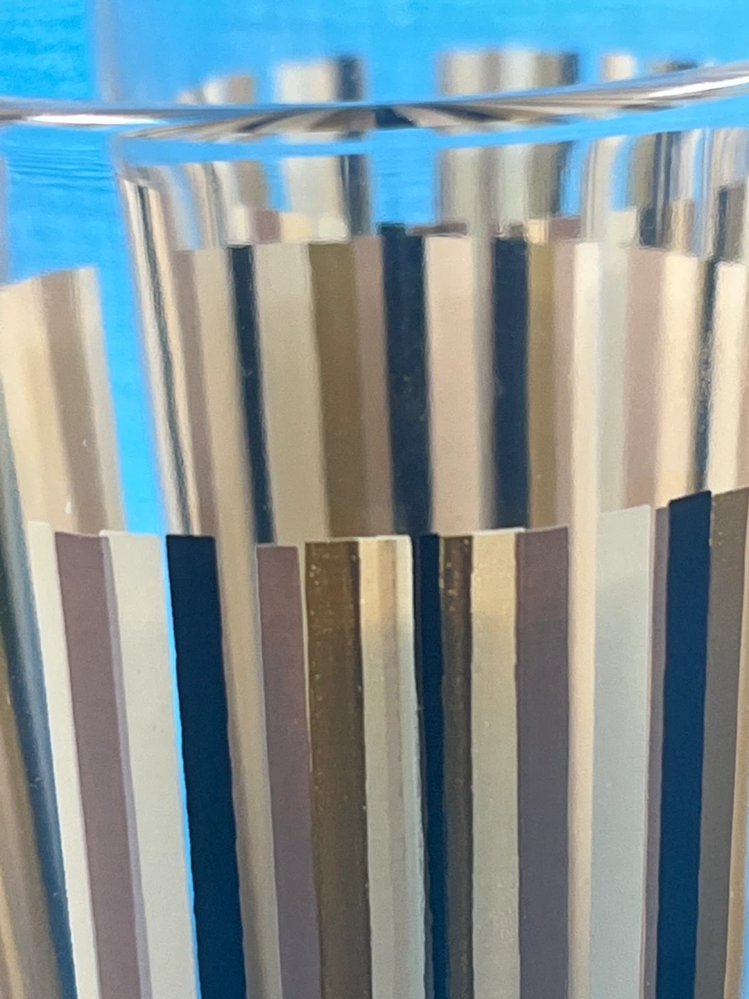 Vintage Retro Earth-Tone Pinstripe Highball Glasses - Set of 8 - photo 4