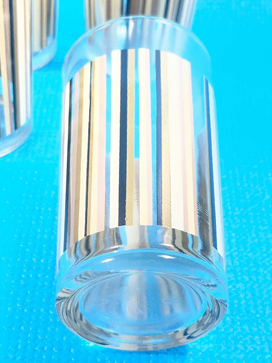 Vintage Retro Earth-Tone Pinstripe Highball Glasses - Set of 8 - photo 5