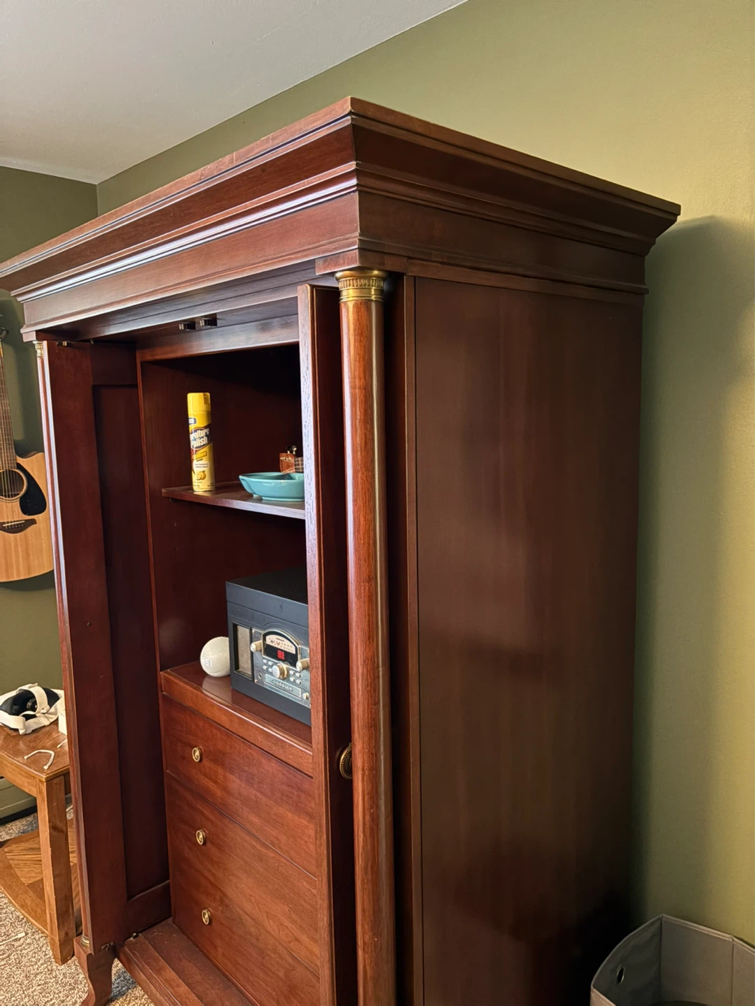 Wooden Armoire Entertainment Center with Storage - photo 2