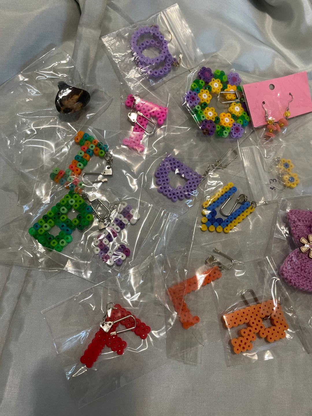 Assorted plastic Bead Keychains & Earrings