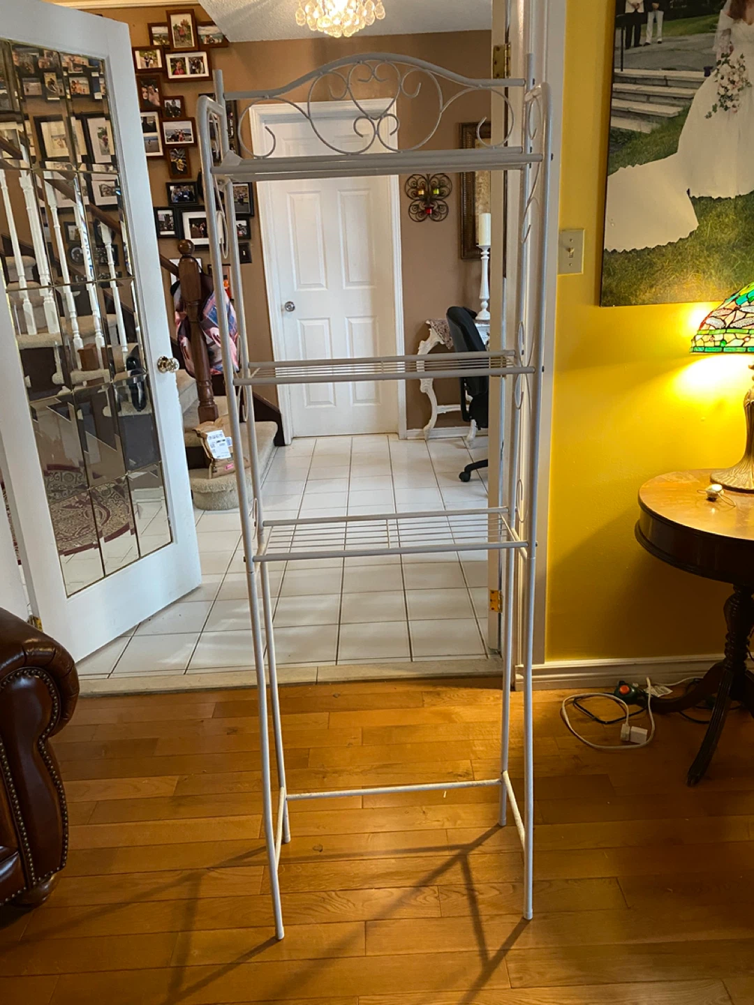 White Metal Over-The-Toilet Shelf Unit