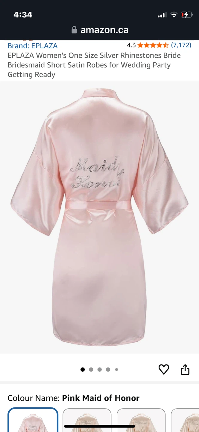 EPLAZA Pink Maid of Honor Satin Robe