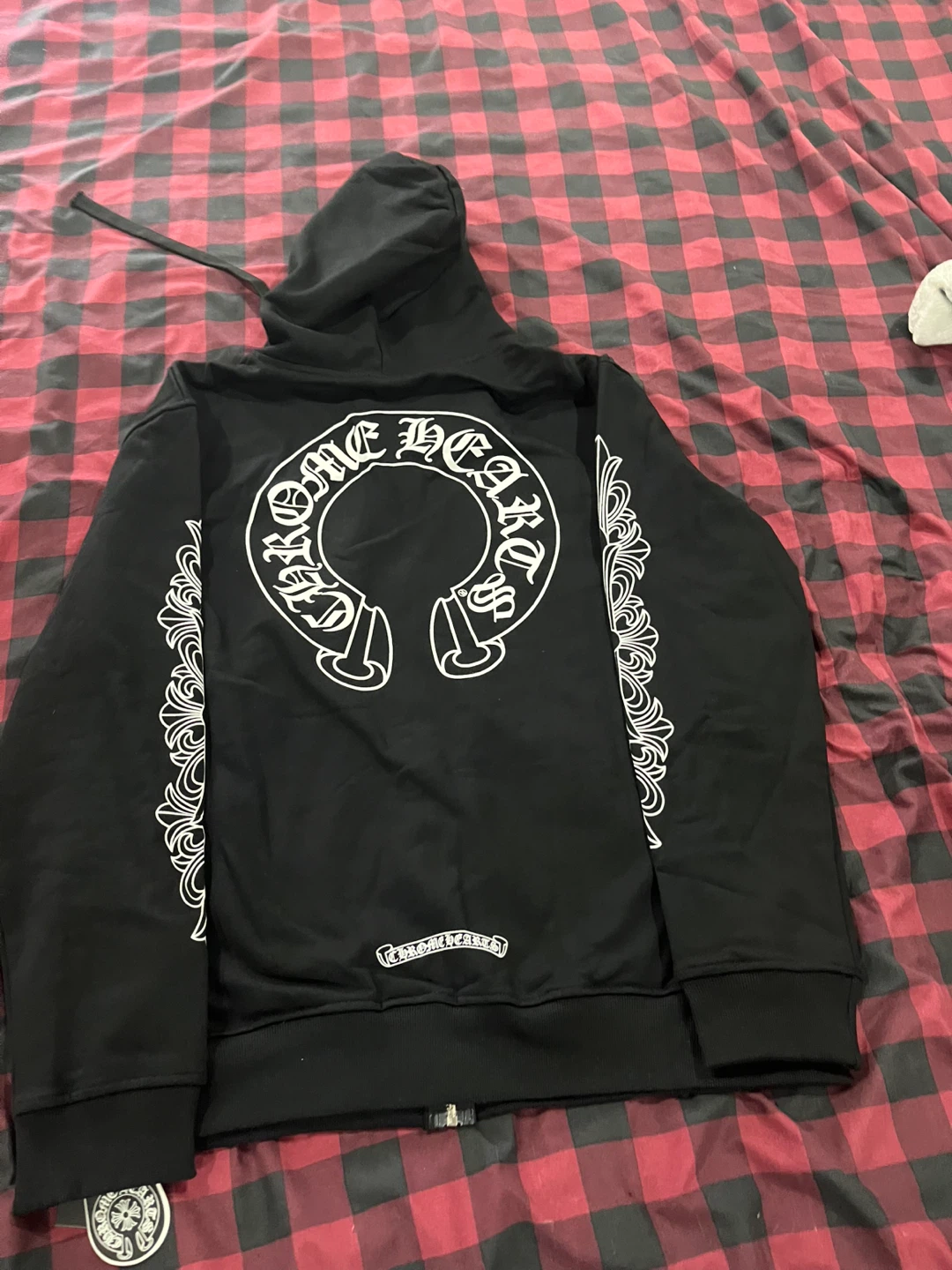 Chrome Hearts Black Horseshoe Logo Zip Hoodie Size L - photo 3