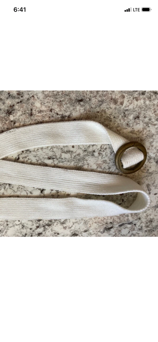 White Fabric Belt with Round Buckle