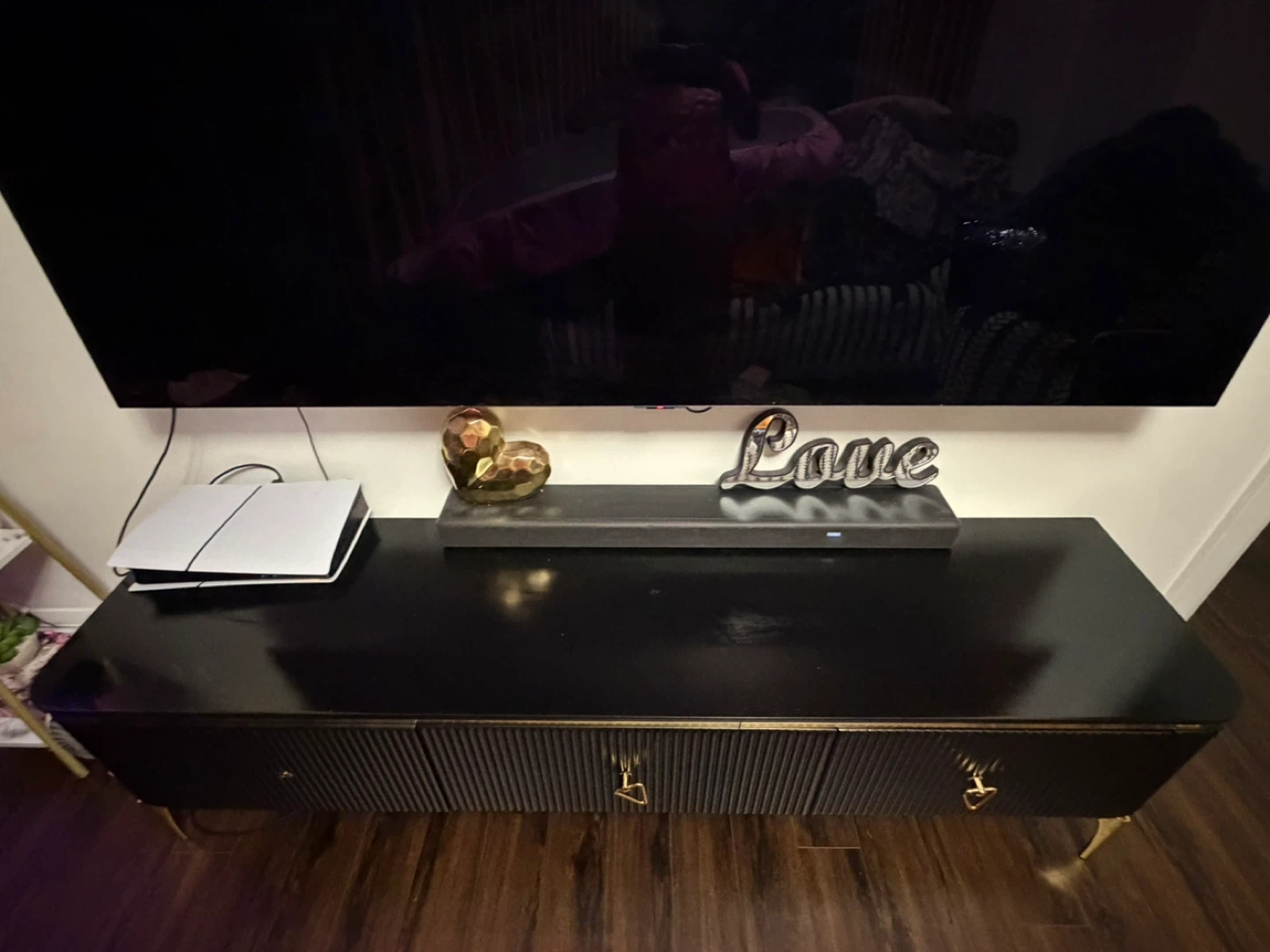 Black Media Console with Gold Accents - photo 3