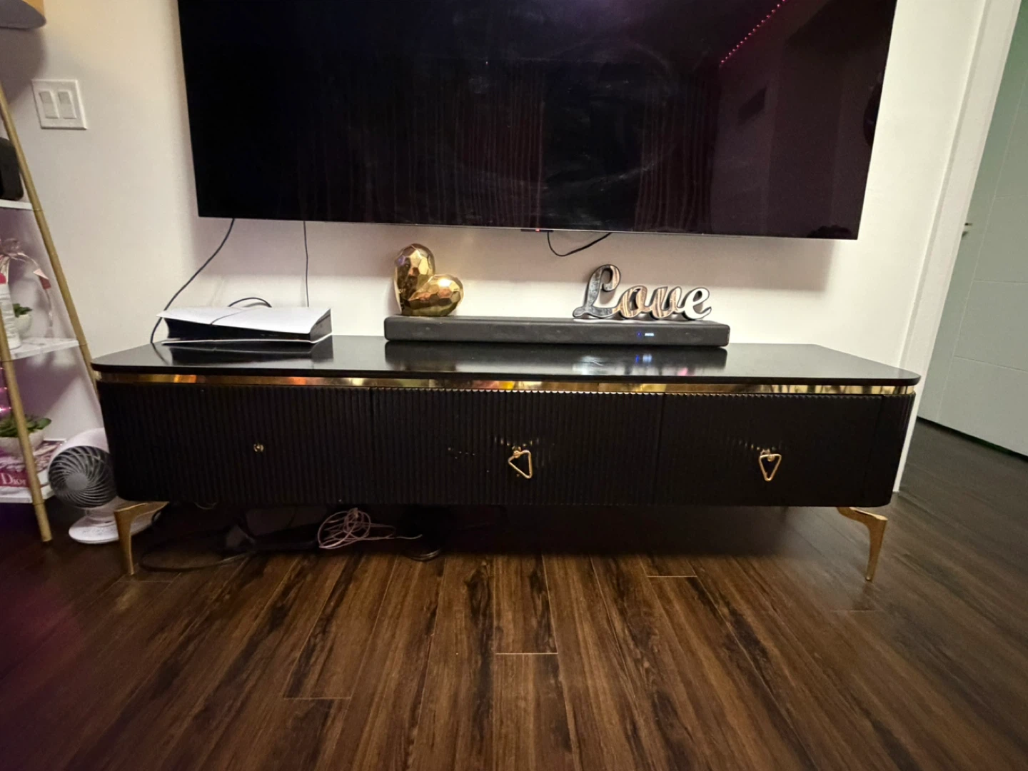 Black Media Console with Gold Accents - photo 2