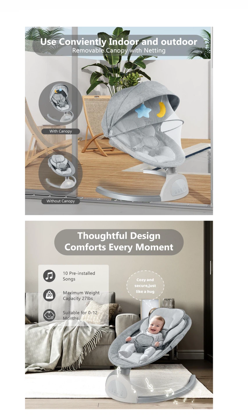 Prisoo Baby Rocker with Canopy and 10 Songs - photo 5