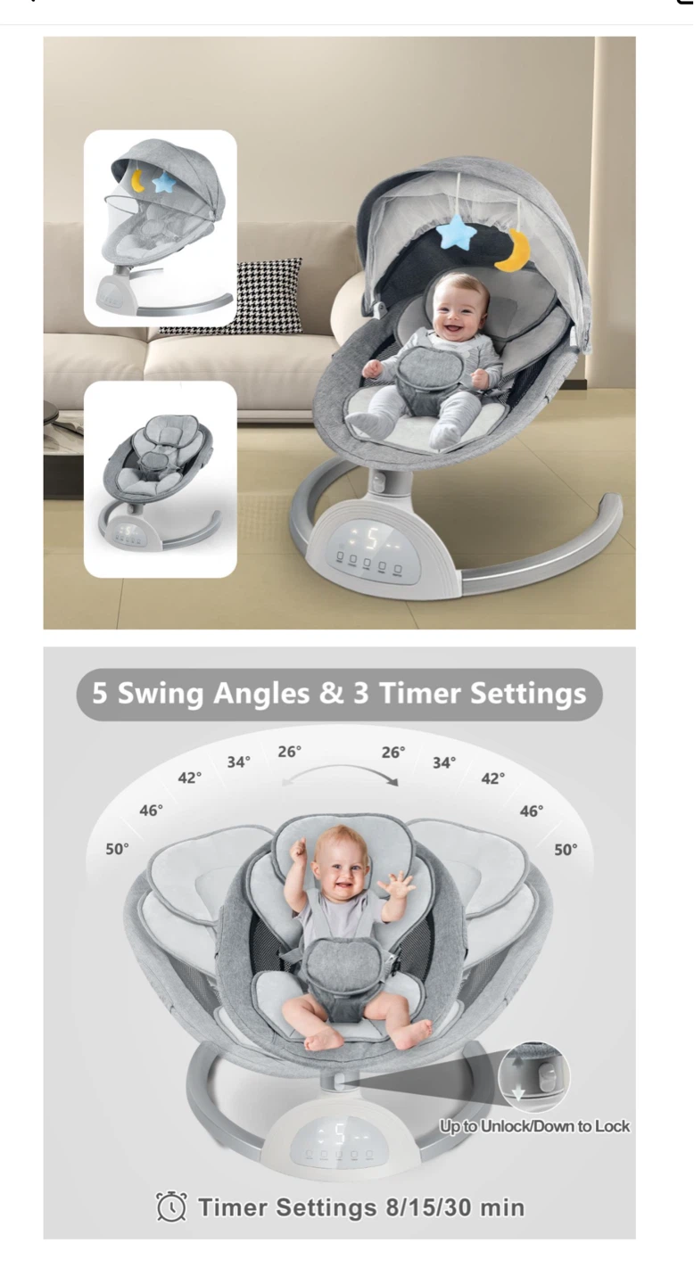 Prisoo Baby Rocker with Canopy and 10 Songs