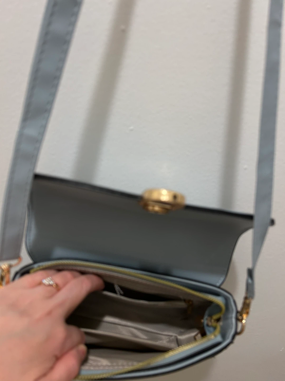 Light Blue Crossbody Bag with Gold Clasp - photo 4