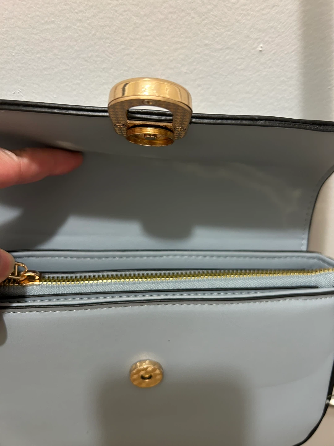 Light Blue Crossbody Bag with Gold Clasp - photo 5