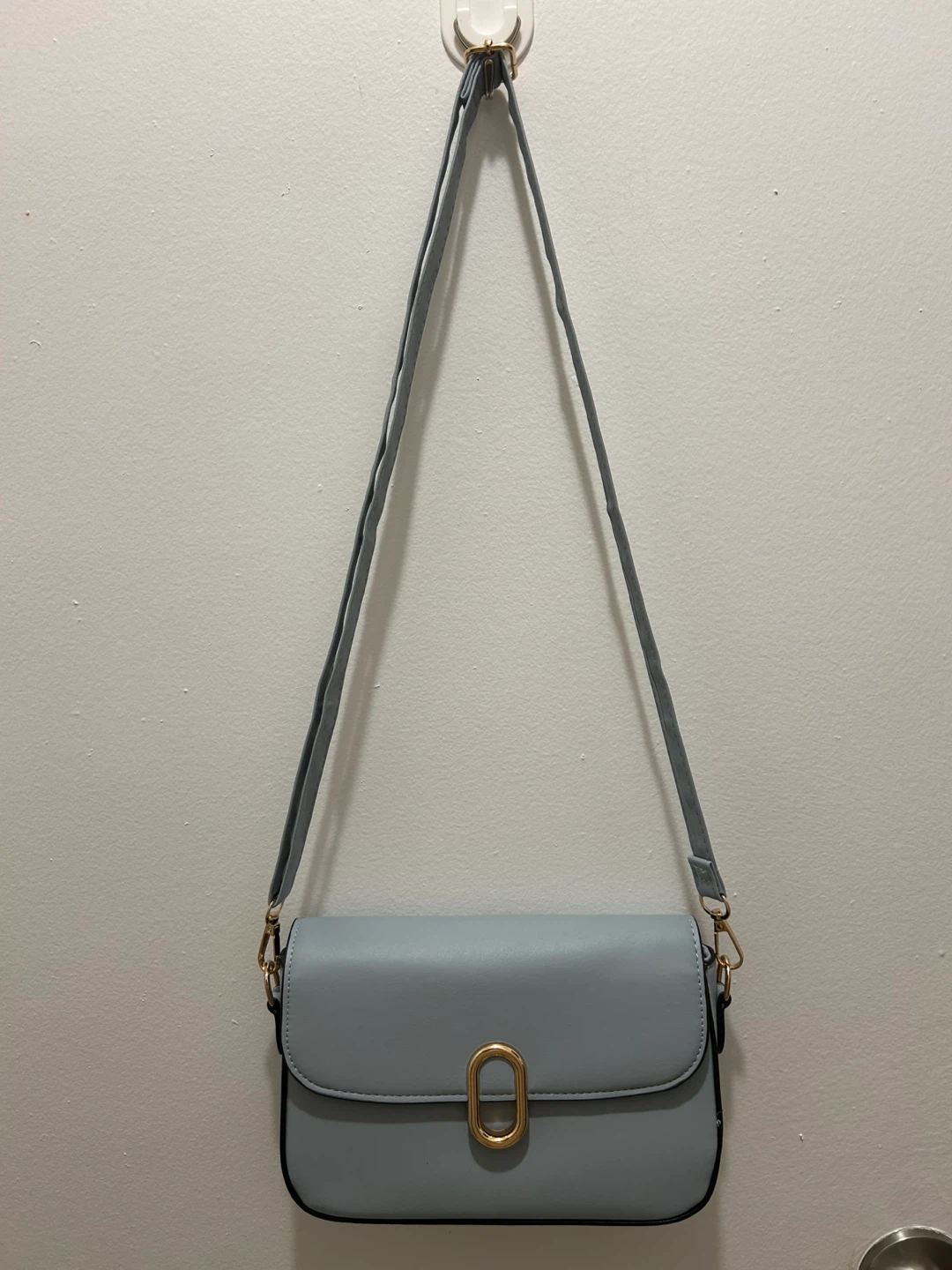 Light Blue Crossbody Bag with Gold Clasp - photo 2