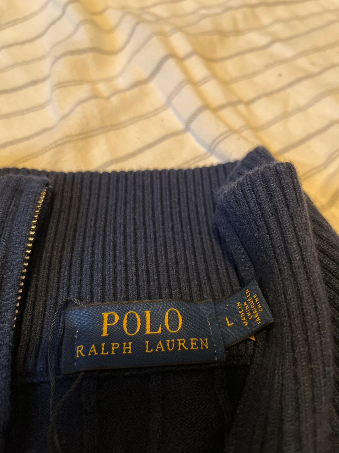 Polo Ralph Lauren Navy Cable Knit 1/4 Zip Sweater - Size L - photo 3