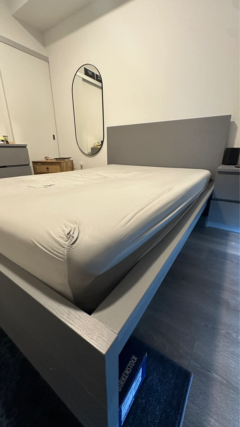 Grey IKEA Malm Bed w/ 2 drawers - Full Size - photo 3