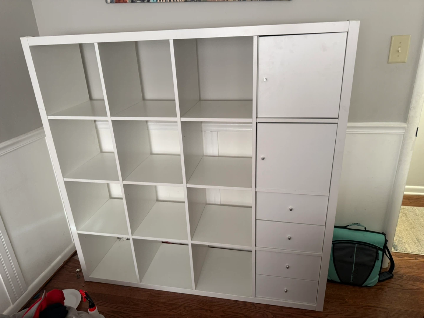 White IKEA KALLAX Shelf Unit with 4 Drawers and 2 Doors - photo 2