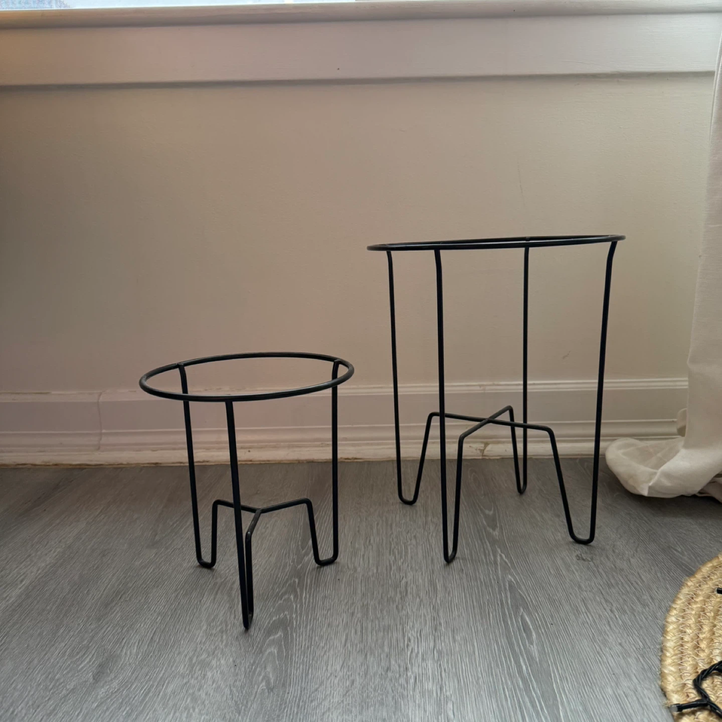 2 Black Metal Plant Stands