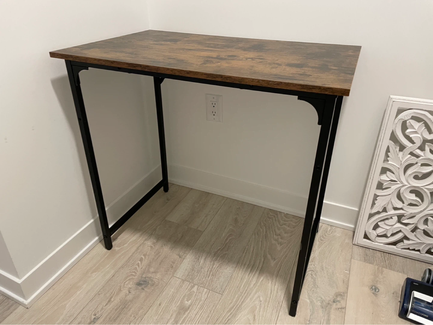 Rustic Wood Desk with Black Metal Frame