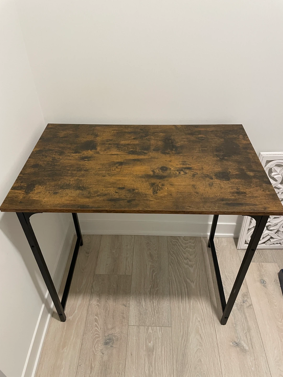Rustic Wood Desk with Black Metal Frame - photo 2