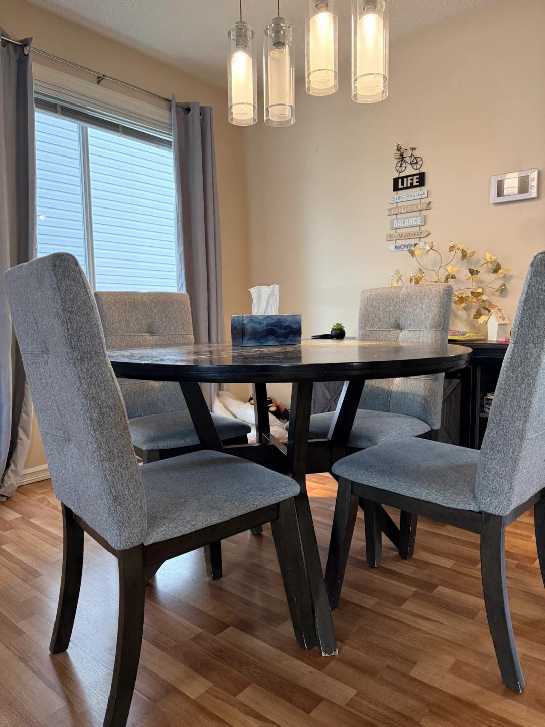 Dining Table and 4 Chairs Set - Grey Fabric - photo 3