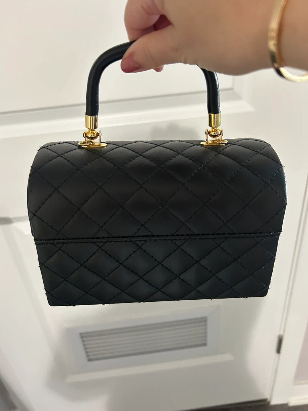 Quilted Black Vanity Case with Gold Hardware - photo 3