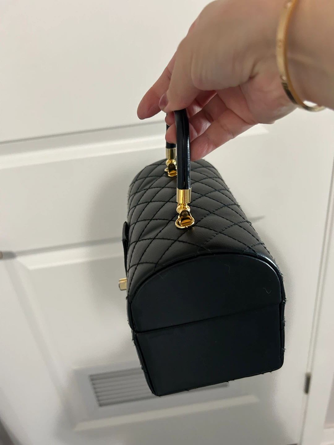 Quilted Black Vanity Case with Gold Hardware - photo 2