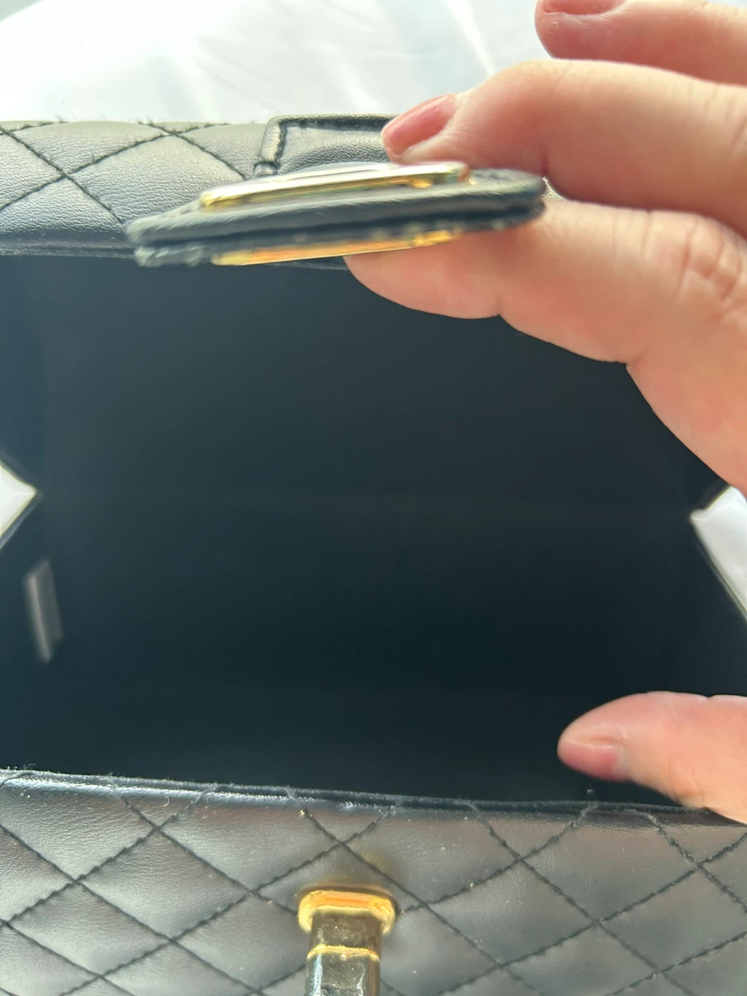 Quilted Black Vanity Case with Gold Hardware - photo 4