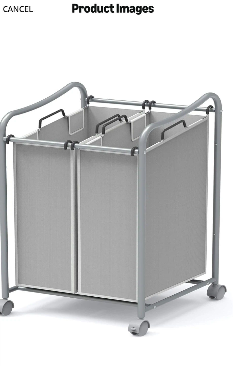 Grey Double Laundry Hamper with Wheels