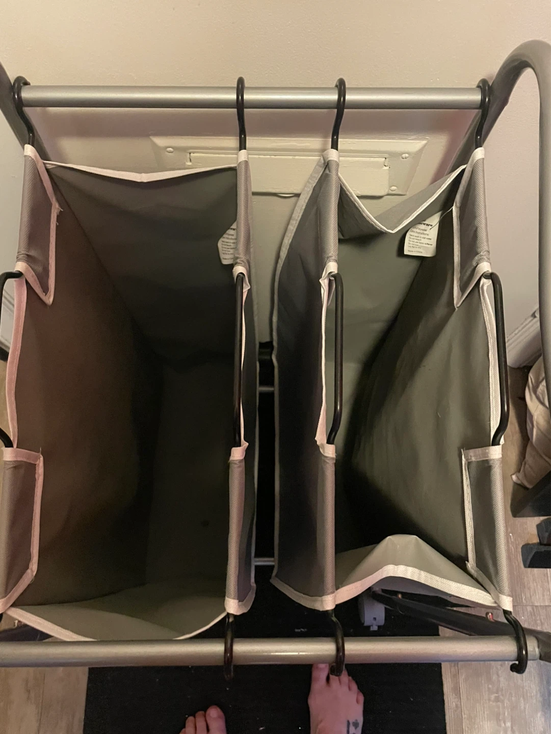 Grey Double Laundry Hamper with Wheels - photo 4