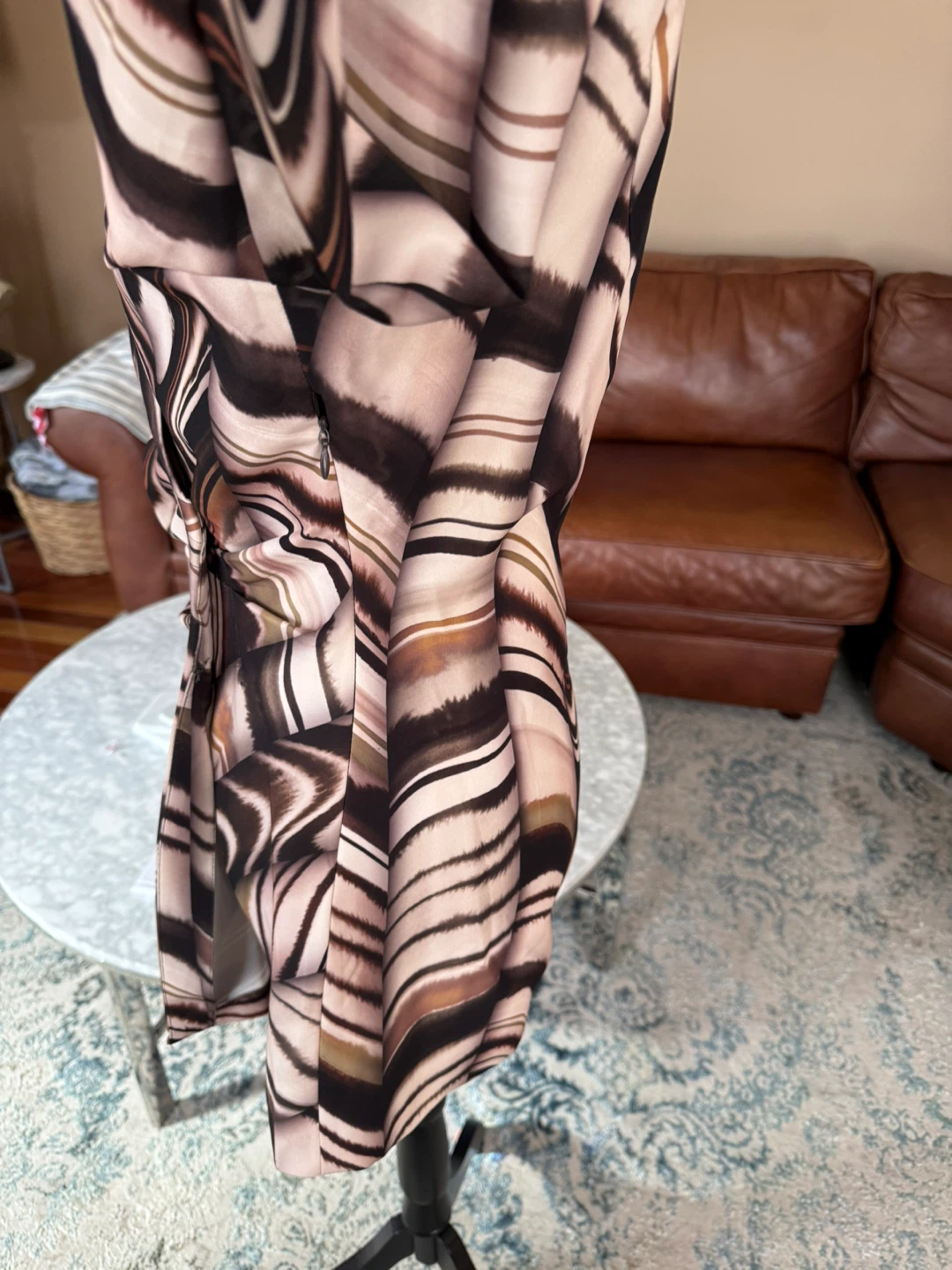 ZARA Women's Abstract Print Belted Shirt Dress - Size Medium - photo 3