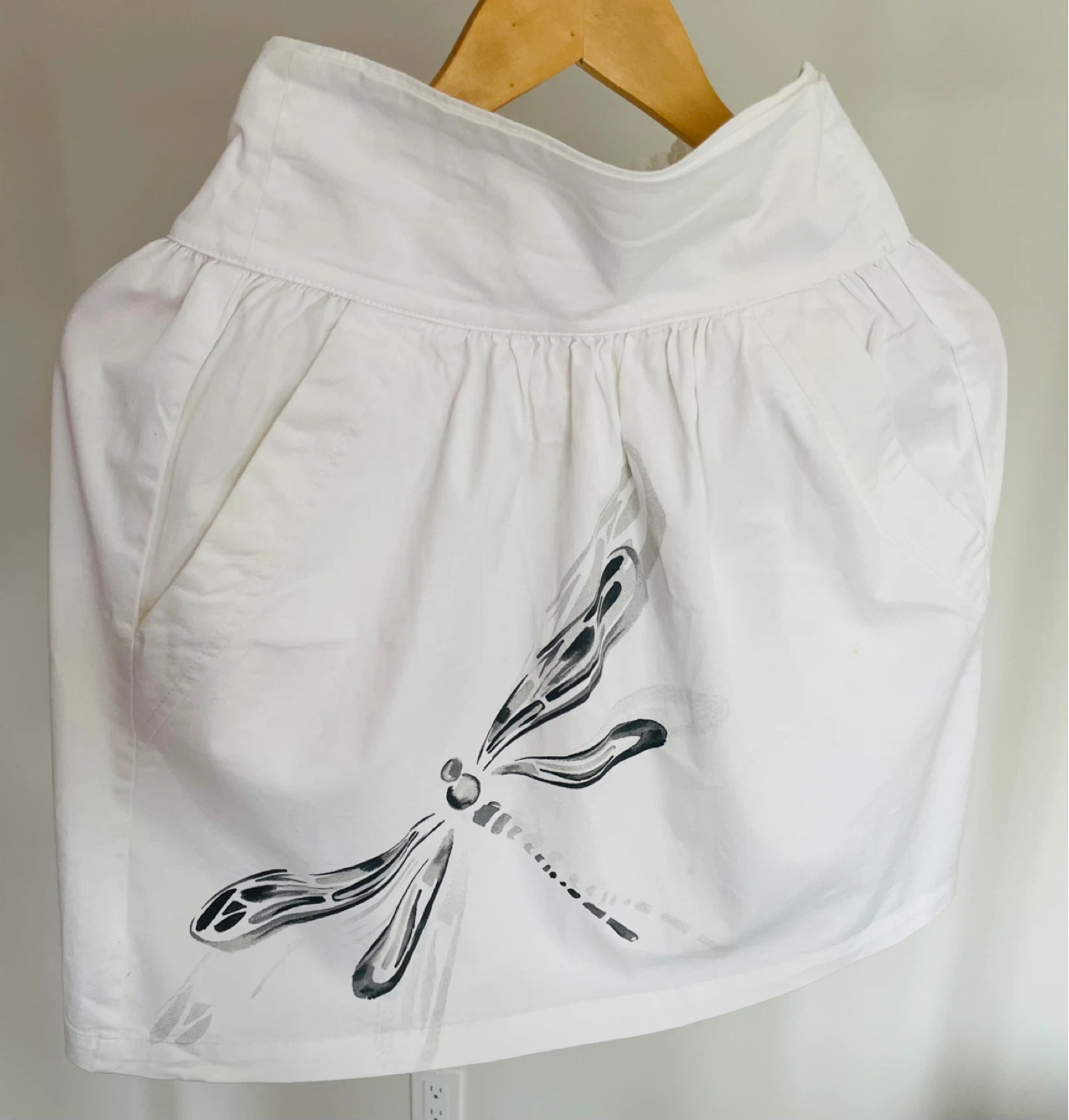 White A-line Skirt with Dragonfly Print - photo 3