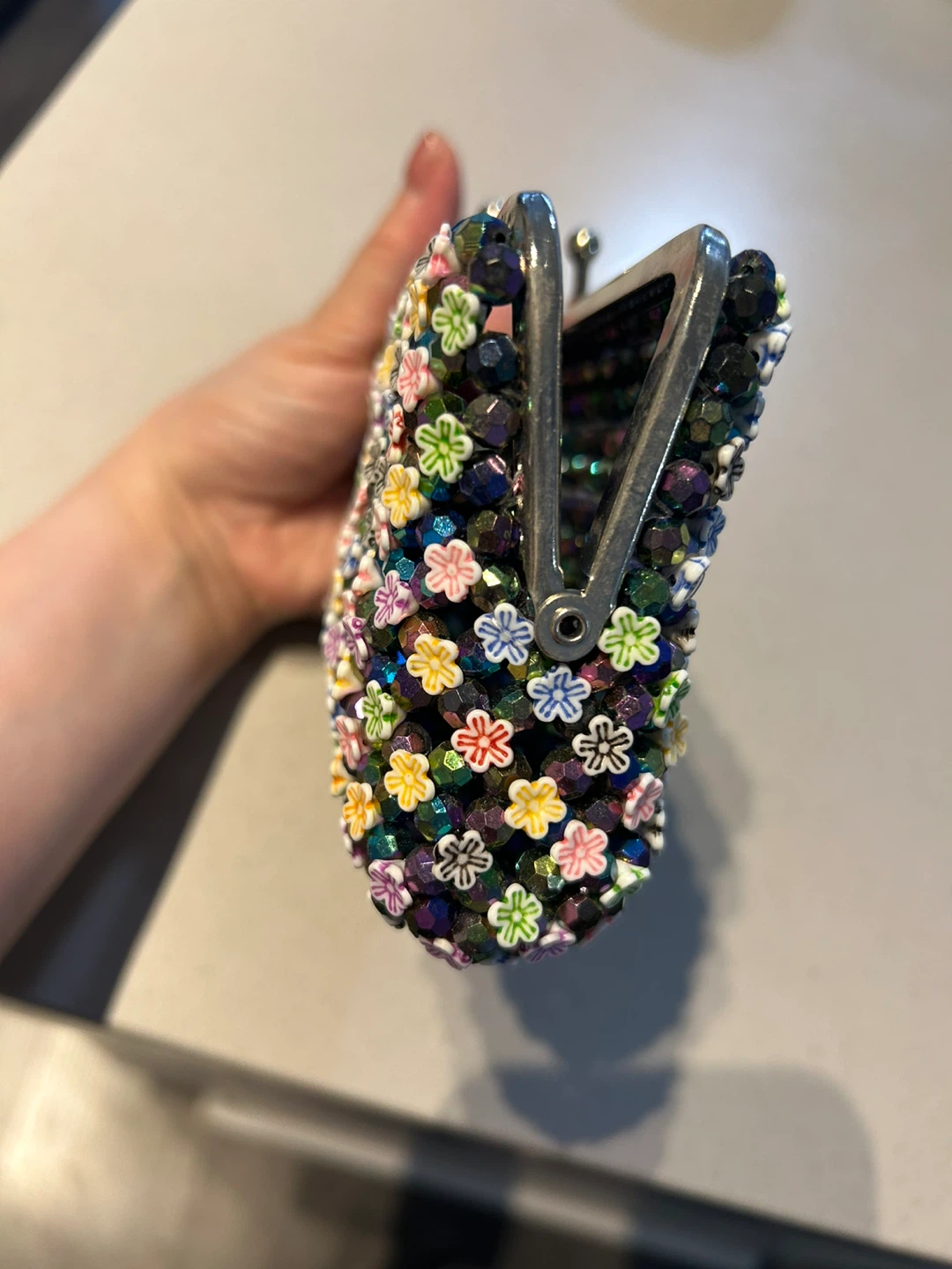 Beaded Clutch Purse with Floral Design - photo 2