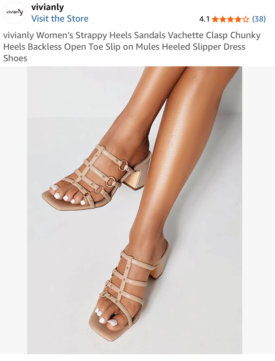 Vivianly Women's Beige Strappy Heeled Sandals Size 9