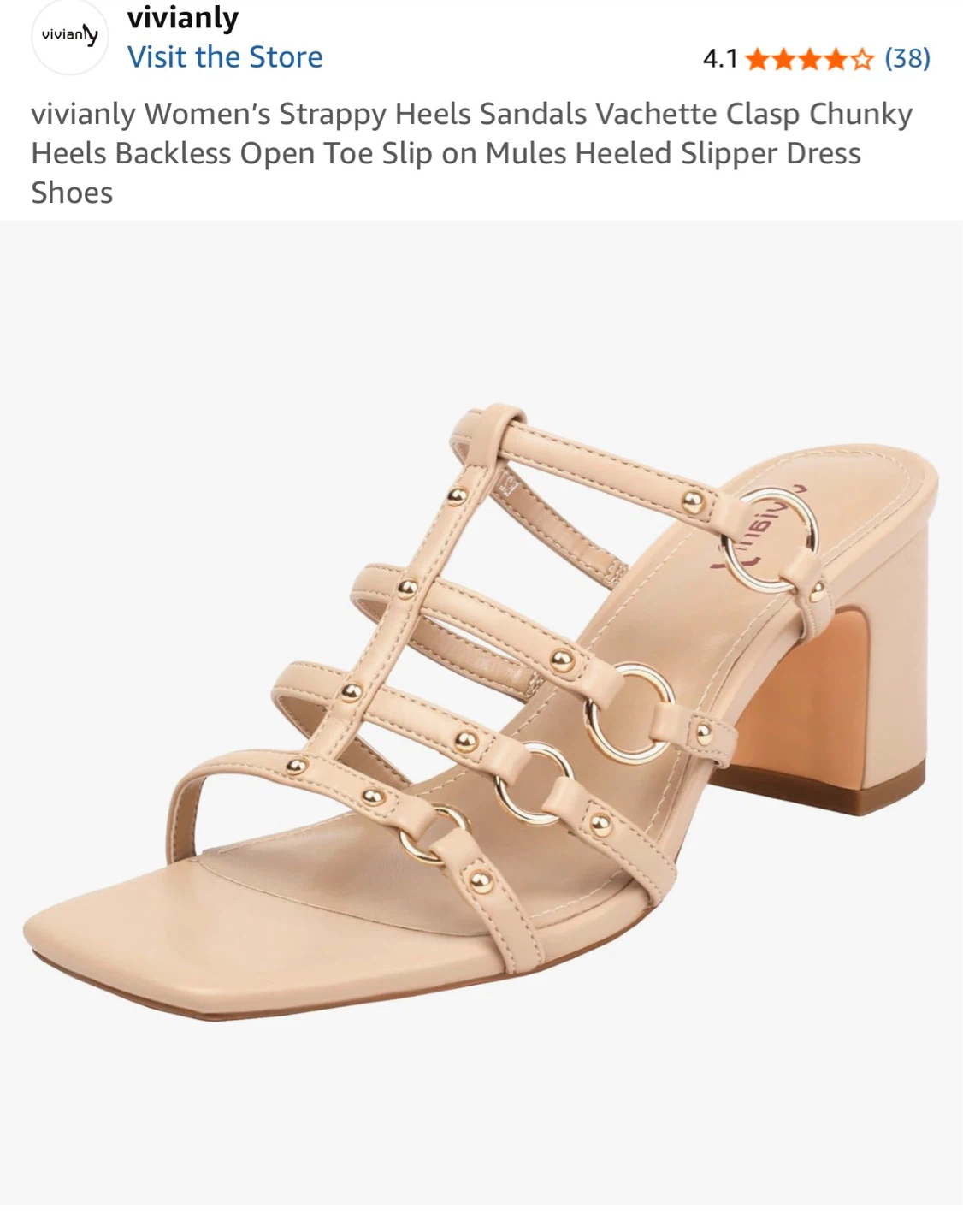 Vivianly Women's Beige Strappy Heeled Sandals Size 9 - photo 2