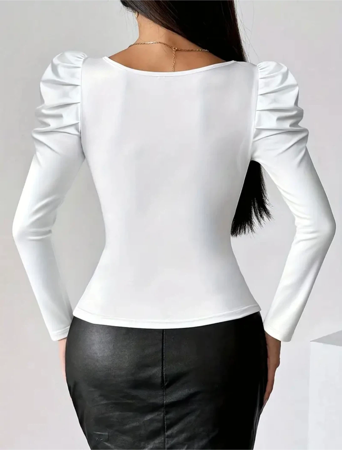 New White Puff Sleeve Zipper Top - photo 2