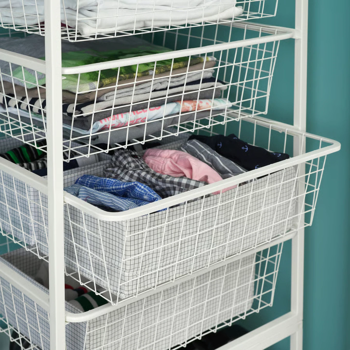 JONAXEL - White wire storage cart with 4 drawers