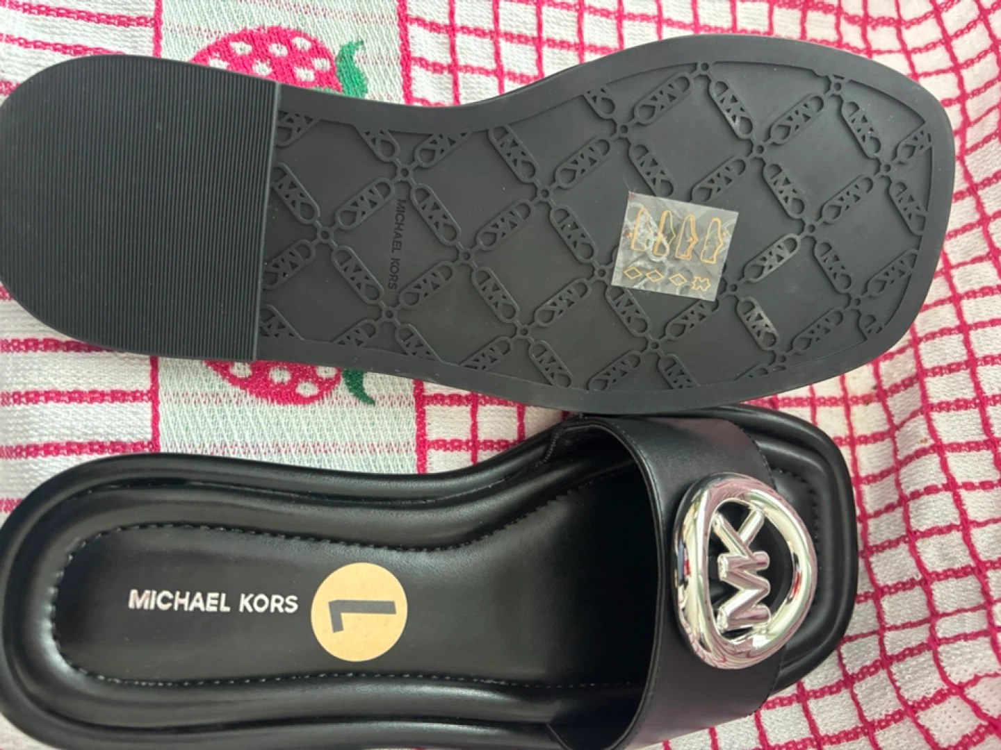 Michael Kors Black Leather Slides - Size L - photo 3