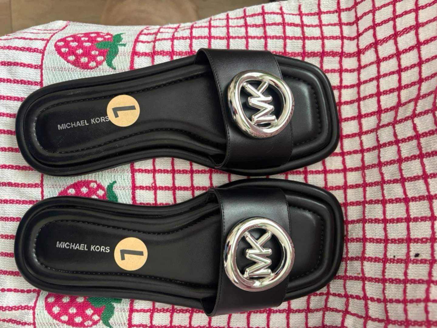 Michael Kors Black Leather Slides - Size L