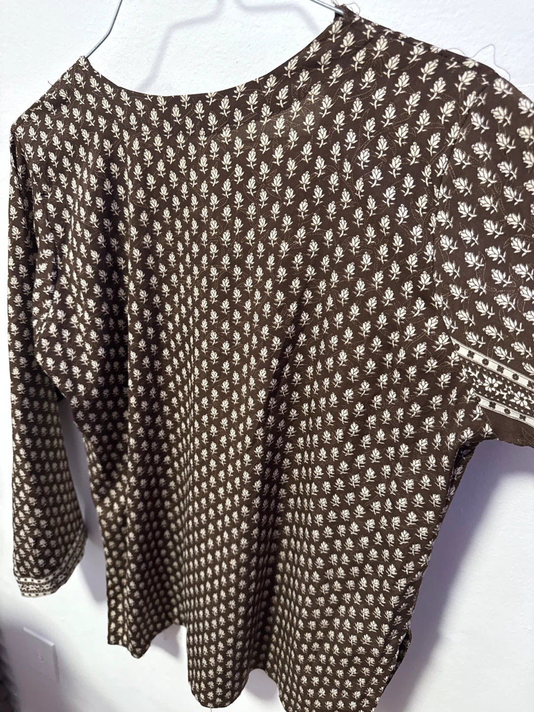 Brown Print Tunic with Purple Embroidery - photo 3