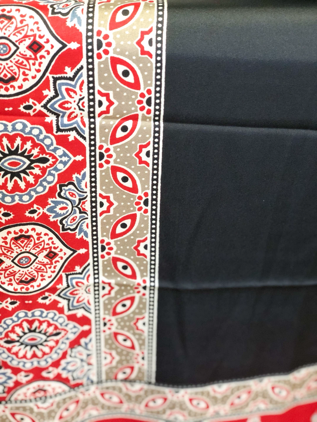 Ajrakh print satin saree