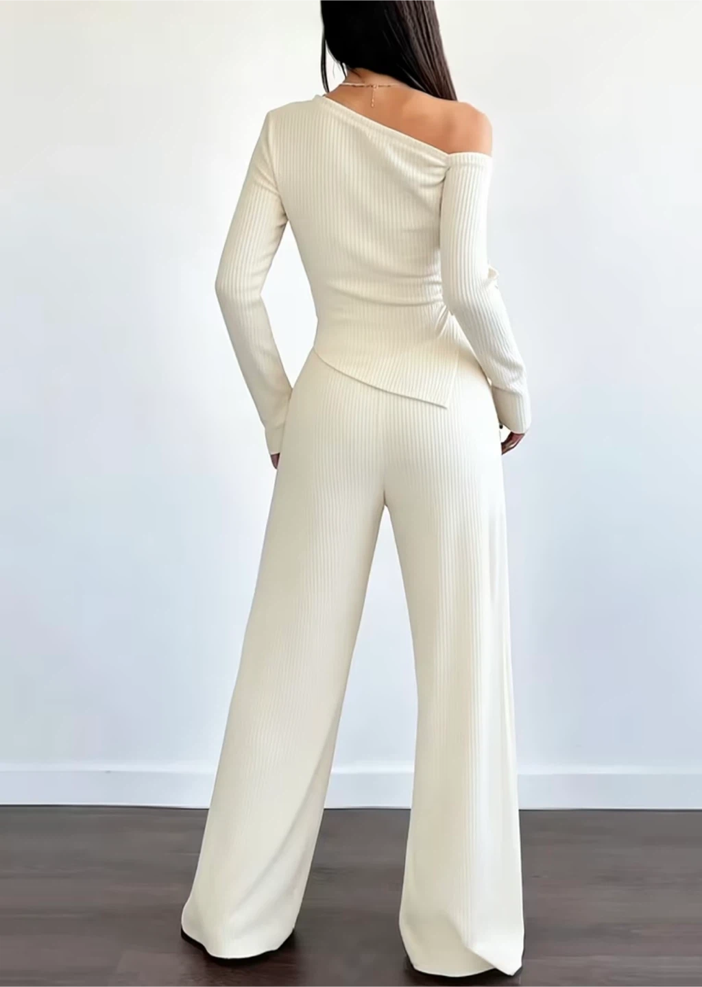 New Cream Ribbed Knit 2pcs Set - photo 2