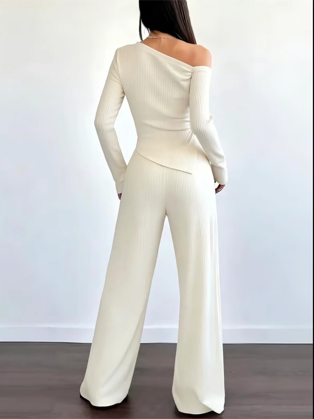 New Cream Ribbed Knit 2pcs Set - photo 5