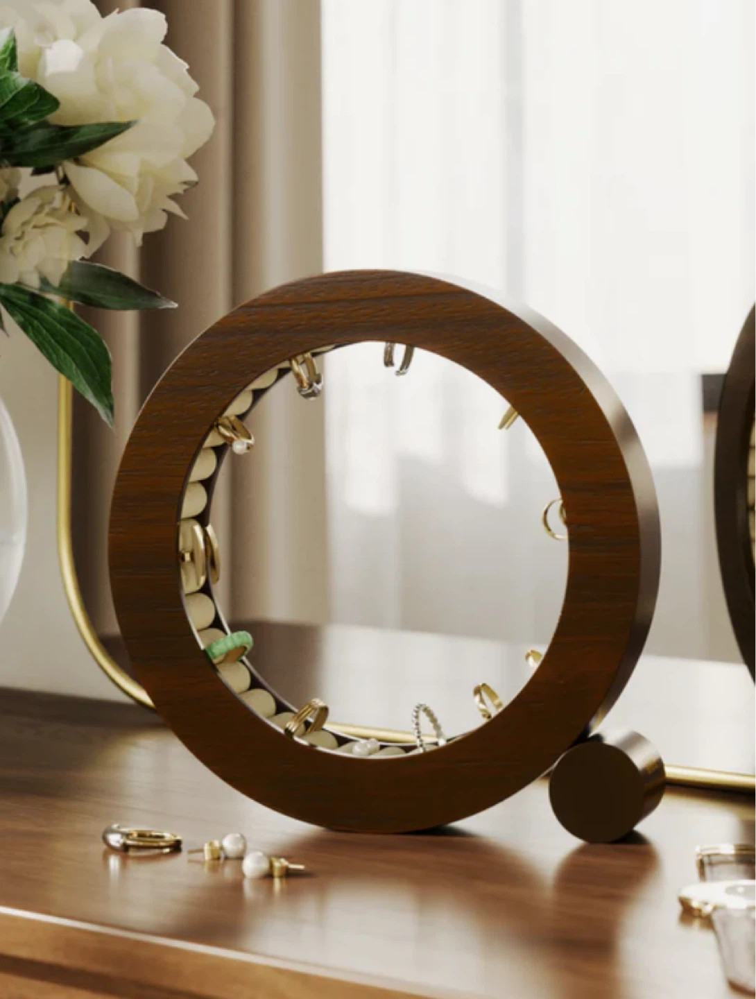 UMBRA Ferris Jewelry Ring Organizer Walnut Color