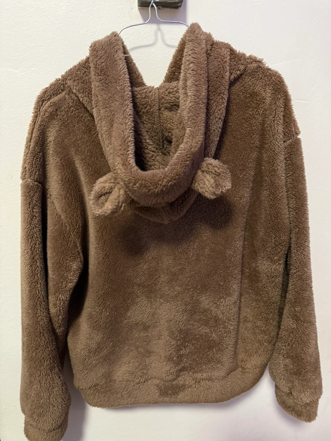 SHEIN Brown Faux Fur Teddy Hoodie with Ears - Size L - photo 5