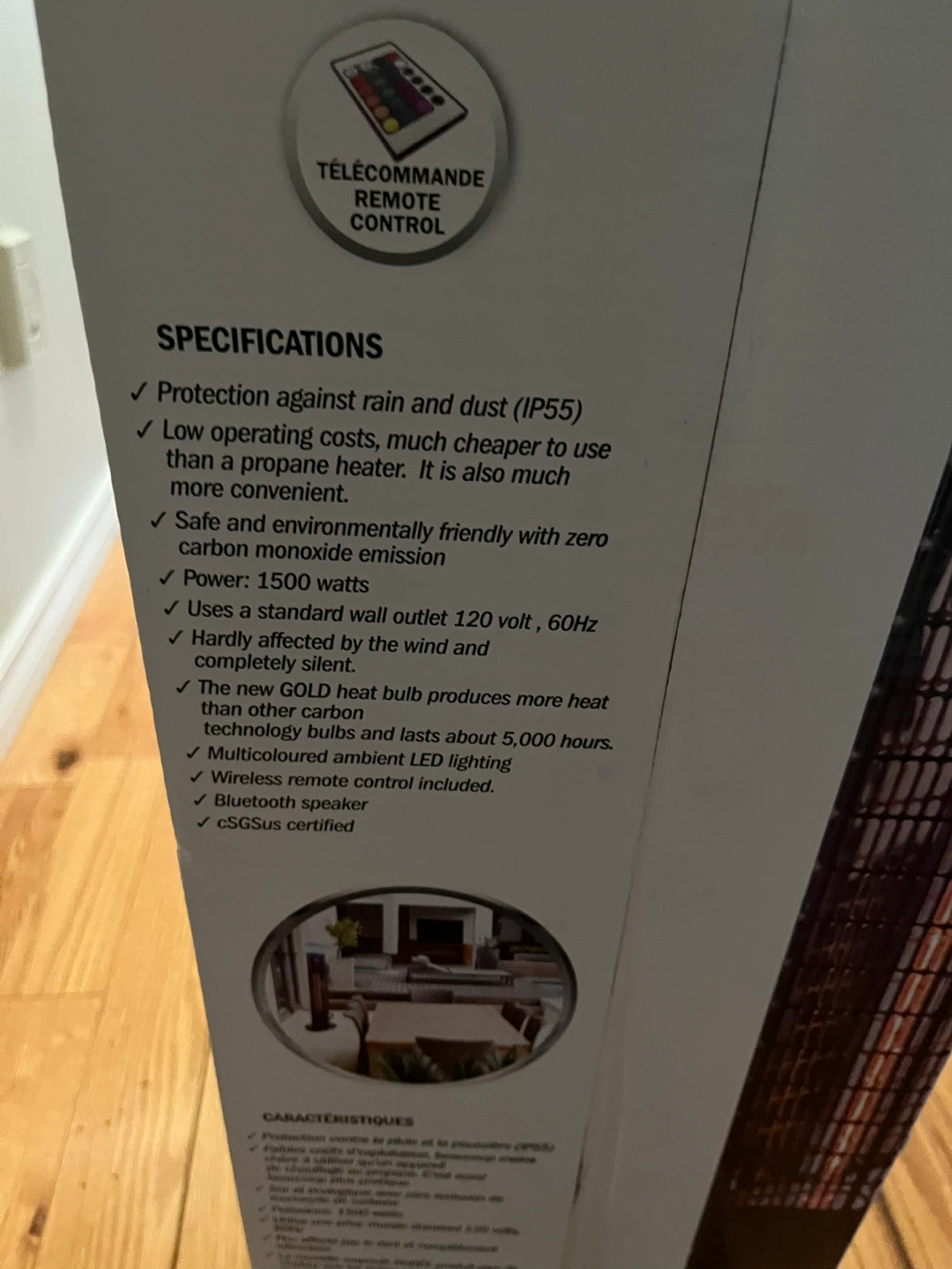 ENER-G+ Free Standing Infrared Heater 1500 Watts - photo 5