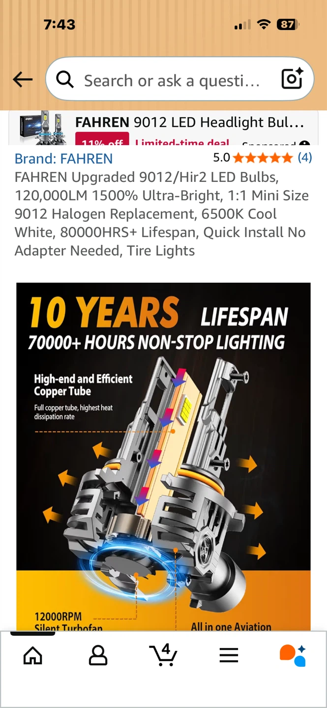 FAHREN Upgraded 9012/Hir2 LED Bulbs, 120,000LM - photo 4