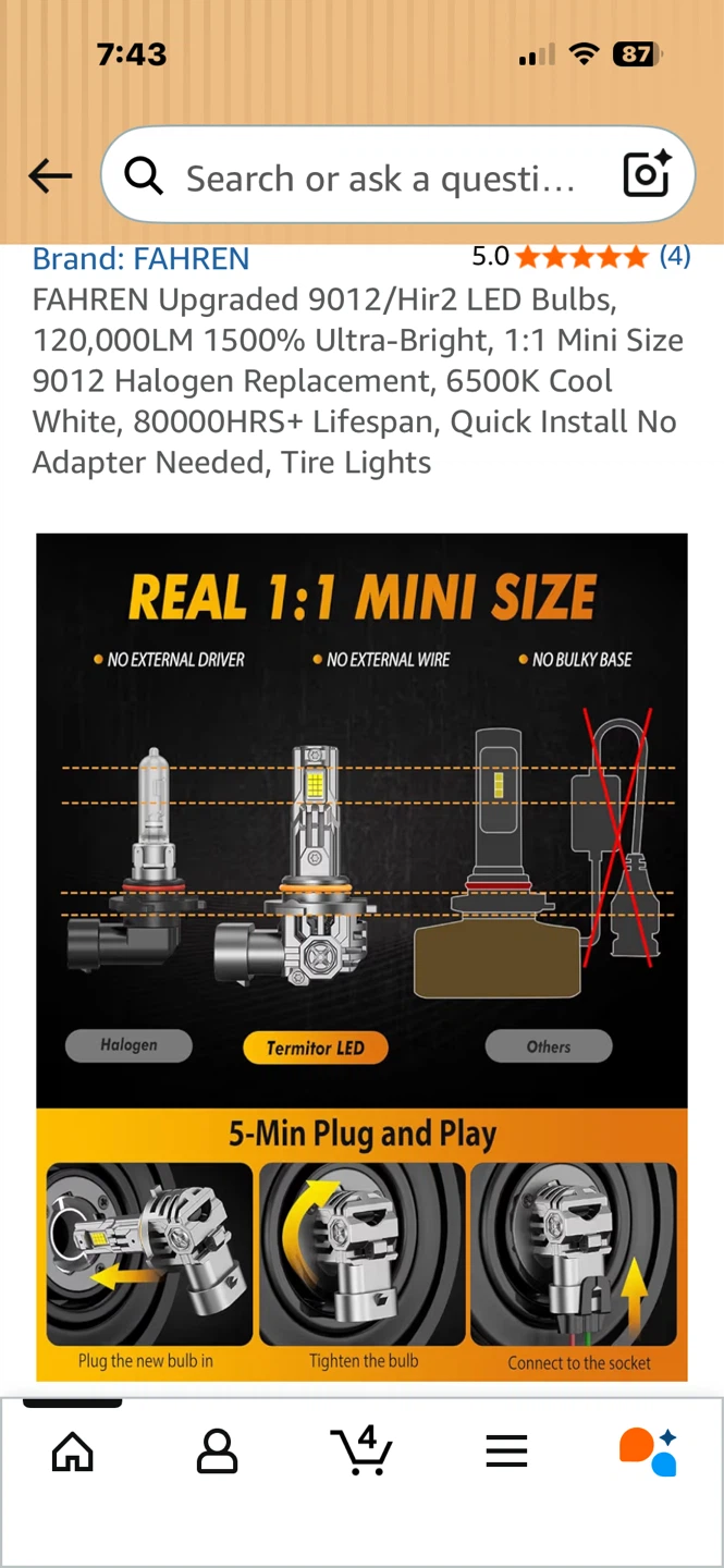 FAHREN Upgraded 9012/Hir2 LED Bulbs, 120,000LM - photo 3