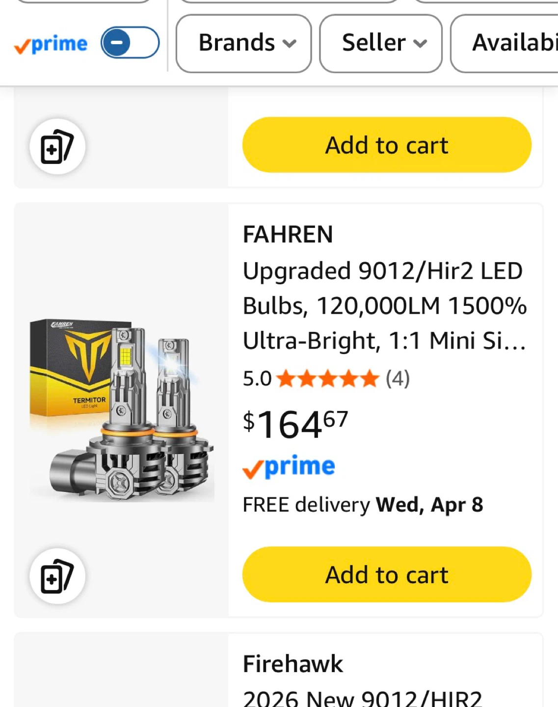 FAHREN Upgraded 9012/Hir2 LED Bulbs, 120,000LM