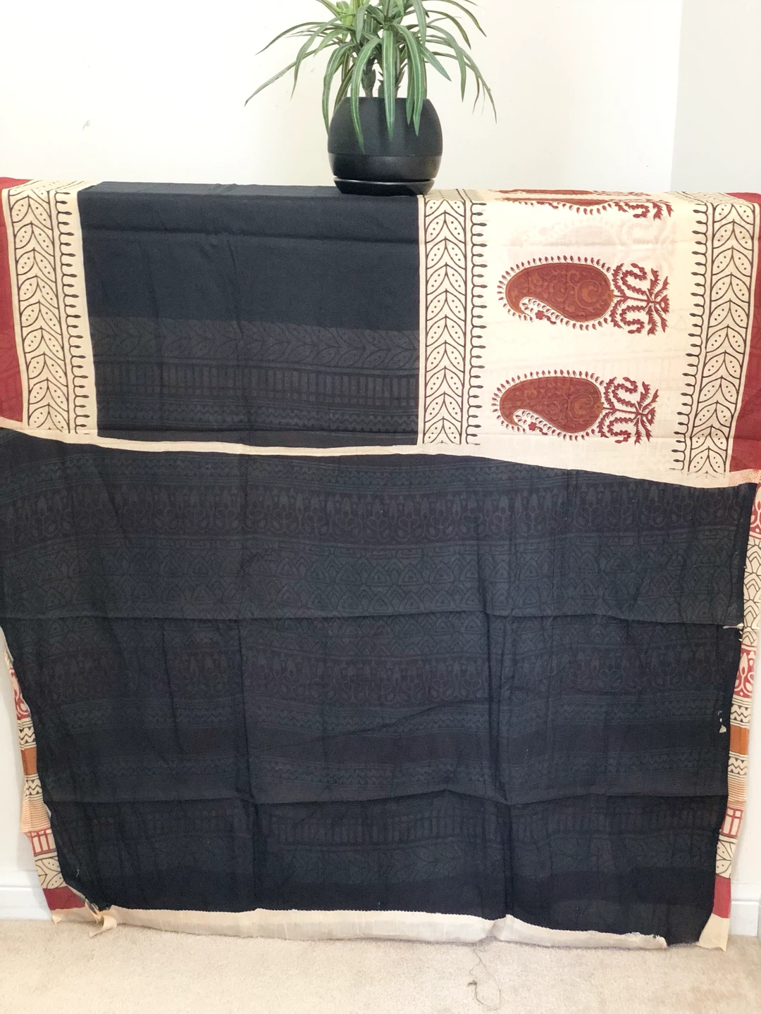 Cotton mulmul Saree with Ajrakh Traditional Block Print - photo 3