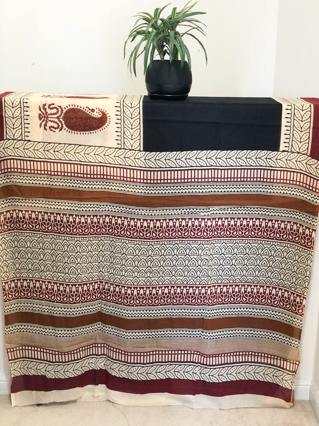 Cotton mulmul Saree with Ajrakh Traditional Block Print